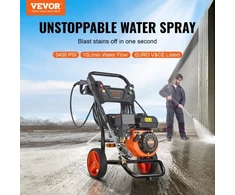 VEVOR Benzininis aukšto slėgio plovimo įrenginys, 3400 PSI, 2,6 GPM, su aliuminio siurbliu, 5 purkštukų rinkiniu