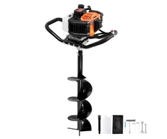 Koduva VEVOR benzininis grunto grąžtas 52CC 1450 W, 200 mm, su 1 ilginamuoju strypu, oranžinis ir juodas