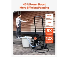 Koduva VEVOR beorio dažų purkštuvas RP8628 plus, 950 W, 3000 PSI, su vežimėliu