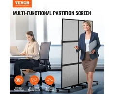 Koduva VEVOR biuro pertvara, 2 panelių laisvai pastatoma pertvara, šviesiai pilka