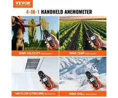Koduva VEVOR Bluetooth rankinis anemometras, LED pašvietimo ekranas, 14°F–140°F, EM2245B
