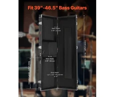 Koduva VEVOR bosinės gitaros kietas dėklas 122 cm, su užraktu ir raktais