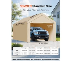 Koduva VEVOR carporto pakaitinis tentas 3 x 6 m, smėlio spalvos, su šoninėmis sienelėmis, be rėmo