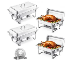 Koduva VEVOR chafingo indų bufeto rinkinys, 8 Qt, 4 vnt., nerūdijančio plieno, sidabrinis