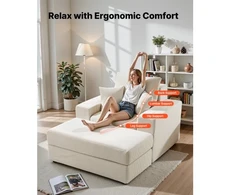 Sofa VEVOR Chaise lounge kėdė 111,5 cm, kreminė