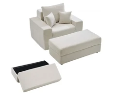 Sofa VEVOR Chaise lounge kėdė 111,5 cm, kreminė