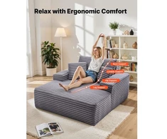 Sofa VEVOR Chaise lounge kėdė 1240 mm, pilka