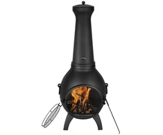 Koduva VEVOR chiminea, 22 col. lauko malkomis kūrenamas ugniakuras su kepsnine