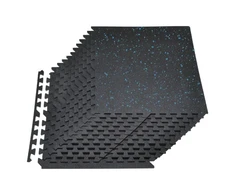 VEVOR Dėlionės formos mankštos kilimėlis, 24 vnt., 610 x 610 x 14 mm, EVA putų, juodas su mėlynais taškais