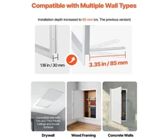 Koduva VEVOR drywall prieigos panelė, 64x34 cm, cinkuotas plienas, balta, su varžtiniu užraktu, 32x62 cm angai