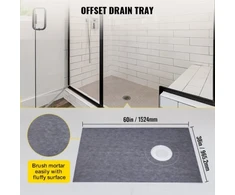 VEVOR Dušo bortelio rinkinys 38" x 60" su 4" PVC poslinkio jungtimi ir 4" nerūdijančio plieno grotelėmis