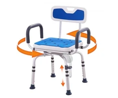 VEVOR Dušo kėdė su pasukama sėdyne 360°, reguliuojama, su porankiais ir atlošu, 180 kg