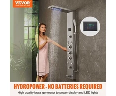 VEVOR Dušo panelė 8009FL, 6 režimai, LED, ekranas, 304 nerūdijantis plienas, 134,5 x 20 x 46 cm