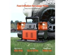 Koduva VEVOR dviejų cilindrų galingas oro kompresorius, 300 l/min, 12V, 150 PSI, nešiojamas