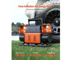 Koduva VEVOR dviejų cilindrų sunkiasvoris oro kompresorius, 300 l/min, 12 V, 150 PSI
