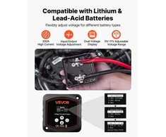 Koduva VEVOR dvigubos baterijos izoliatoriaus rinkinys, 12 V 300 A, 2 AWG, rankinis ir automatinis VSR su voltmetru ir LCD, skirtas UTV, ATV