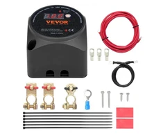 VEVOR Dvigubos baterijos izoliatoriaus komplektas, 12 V 140 A, rankinis ir automatinis režimai, VSR relė su LCD ekranu
