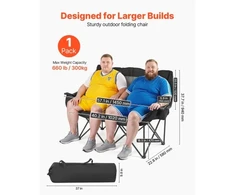 VEVOR Dvivietė stovyklavimo kėdė, 660 lb / 300 kg, juoda ir pilka