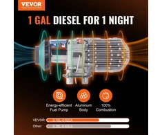 VEVOR Dyzelinis oro šildytuvas All-in-one 12V 5 kW, Bluetooth, LCD, automobiliui ir RV