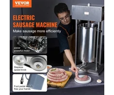 VEVOR Elektrinė dešrų kimštuvė, 25 l / 55 lb vertikali, 400 W, su pėdiniu jungikliu ir 5 antgaliais