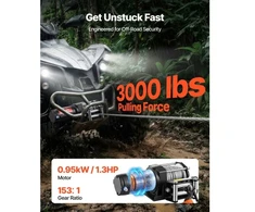 VEVOR Elektrinė gervė 1360 kg, 12 V DC ATV/UTV, plieno trosas 5 mm x 12 m, laidinis pultas