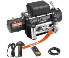 Koduva VEVOR elektrinė gervė, 6100 kg, 12 V DC, 9,5 mm x 24 m plieno lynas, belaidis ir laidinis valdymas