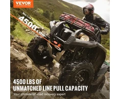 VEVOR Elektrinė gervė ATV/UTV, 2041,2kg, sintetinė virvė, vandeniui atspari, su nuotoliniu valdymu