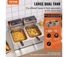 Koduva VEVOR elektrinė gruzdintuvė, 24 l, 5000 W, sidabrinė