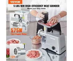Koduva VEVOR elektrinė mėsmalė, 5 lb/min, 575 W (800 W maks.), su peiliu, malimo plokšte ir 3 vamzdeliais