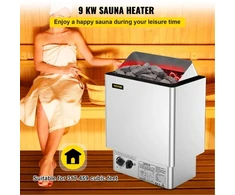 VEVOR Elektrinė pirties krosnelė 9 kW, 380–415 V, šlapio ir sauso naudojimo, su valdymo bloku, nerūdijančio plieno