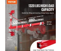 VEVOR Elektrinio keltuvo atraminė svirtis, 600 kg, 180° pasukama, plieninė