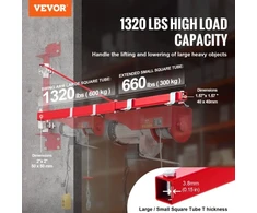 VEVOR Elektrinis keltuvo laikiklio svirties laikiklis, 600 kg, 180° pasukamas, plieno