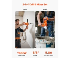 Koduva VEVOR elektrinis maišymo gręžtuvas, 15,89 mm, 0–850 aps./min., 1100 W, su D formos rankena