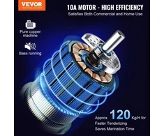 VEVOR Elektrinis mėsos minkštiklis, 450 W, nerūdijančio plieno, su rankena, mėsos žnyplėmis ir valymo šepečiu