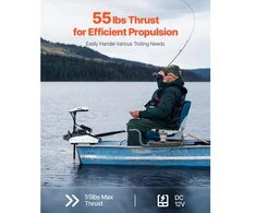 VEVOR Elektrinis trollinginis variklis, 55 lbs trauka, GPS, 10 greičių, 36 colių velenas