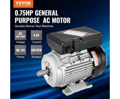 Koduva VEVOR elektrinis variklis 0,55 kW, 1400 aps./min, AC 220–240 V, 4,5 A, 80 rėmas, B3, 19 mm velenas