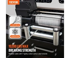 VEVOR Gervės trosas, 9,5 mm x 30,5 m, galvanizuotas plienas, su sukamuoju kabliu