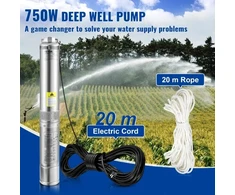 Koduva VEVOR giluminis panardinamas siurblys 750 W, 230 V/50 Hz, 100 l/min, 66 m, nerūdijantis plienas