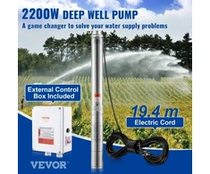 Koduva VEVOR giluminis panardinamas siurblys 2200W 230V, 9.8 m³/h, 144 m, nerūdijančio plieno, 19.4 m laidas, 4SDM6/20