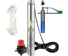 Koduva VEVOR giluminis panardinamasis siurblys 550 W, 230 V/50 Hz, 50 l/min, 89 m, 20 m laidas, 3SDM2/21