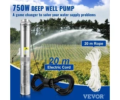 Koduva VEVOR giluminis panardinamasis siurblys 750 W, 230 V/50 Hz, 105 l/min, 62 m, nerūdijančio plieno