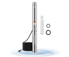 Koduva VEVOR giluminis siurblys 1100 W, 230 V, 100 l/min, 75 m, nerūdijantis plienas, 20 m laidas