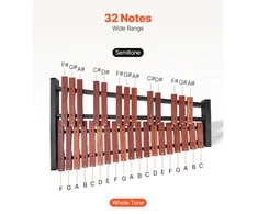 Koduva VEVOR glockenspiel xylophone, 32 natų, medinis, su reguliuojamu stovu, 4 lazdelėmis ir nešiojamu krepšiu