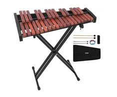 Koduva VEVOR glockenspiel xylophone, 32 natų, medinis, su reguliuojamu stovu, 4 lazdelėmis ir nešiojamu krepšiu
