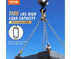 Koduva VEVOR grandinė, 3/16" x 250', 1100 lbs darbinė apkrova, cinkuota, su 2 greitosiomis jungtimis