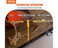VEVOR Grandinių ir rišiklių rinkinys, 3/8"–1/2" reketiniai krovinio rišikliai, 9200 lbs, 2 rinkiniai