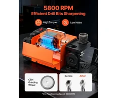 Koduva VEVOR grąžtų galąstuvas MR-13D, 3–13 mm, 4600 aps./min., su 11 įvorėmis ir CBN disku