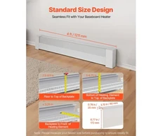 Koduva VEVOR grindjuostinio šildytuvo dangtis, Basic Series, 1211 mm, baltas