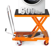 Koduva VEVOR hidraulinis kėlimo stalas vežimėlis, 230 kg, 720 mm, vieno žirklinio tipo, oranžinis