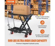 Koduva VEVOR hidraulinis kėlimo stalas vežimėlis, 500 lb, 28,5 col. kėlimo aukštis, vienos žirklės, juodas